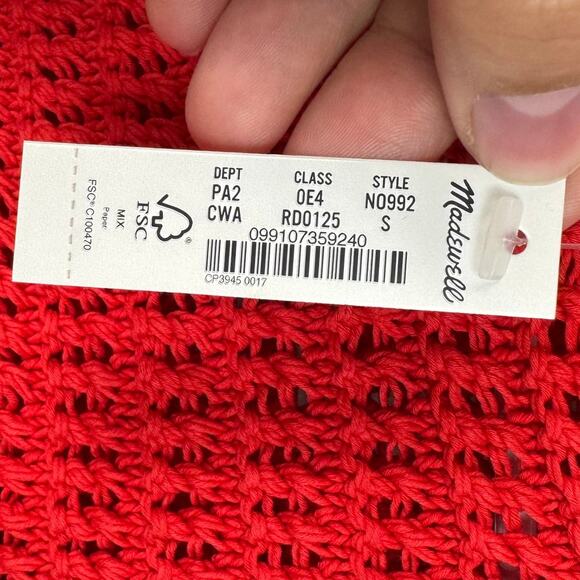 Madewell Crushed Watermelon Crochet-Knit Crewneck Sweater Tank Size Small - Picture 12 of 12